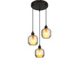 Lampada A Sospensione, A 3 Fiamme, Vetro Fumé, Nero, Opalino, H 120 Cm