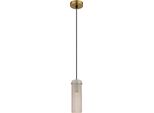 Lampada A Sospensione, Colore Oro, Vetro Ambrato, H 120 Cm