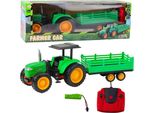 Trattore Agricolo Con Rimorchio Telecomandato Rc Verde