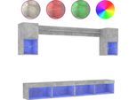 Syfax™ Mobili Tv A Muro Con Led 6Pz Grigio Cemento Legno Multistrato