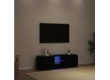 Syfax™ Mobile Porta Tv Con Led Rovere Nero 120X30X36 Cm Multistrato