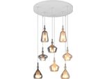 Lampada A Sospensione, Metallo, Bianco, Opaco, E14, 8 Luci, H 300 Cm