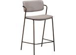 (Set Di 2) Sedia Da Banco Zed Dan-Form Con Braccioli Bouclé Grigio Chiaro.