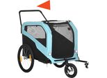 Fortuna Lai 2-in-1 Hundeanhänger, Fahrradanhänger für Hunde, Hundewagen mit Reflektoren, Hundebuggy max. 30 kg, Oxford-Gewebe, Blau