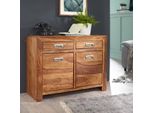 Credenza In Legno Massello Finebuy 90 Cm Comò In Legno Di Sheesham Con 2 Ante E 2 Cassetti