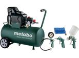 Metabo Compressore Basic 250-50 W Of + Set Di Utensili Pneumatici Lpz 4 230V 50L 8Bar 120L Min Oil-Free