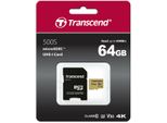 Transcend Microsdxc 500S 64GB Classe 10 UHS-I U3 V30 + Adattatore