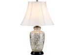 Lampada Da Tavolo In Porcellana Bianca Con Fiori D'argento Silverthistle E27 60W Elstead