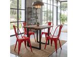 Set Di 4 Sedie HWC-A73, Sedia Bistrot Impilabile, Design Industriale In Metallo Impilabile ~ Rosso