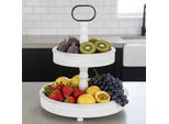 Mucola Etagere 2 Tier Serving Plate Standetagere Stand Fruit Bowl Pastry Bowl Vintage Cake Stand - White Wood