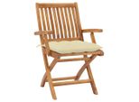 Vidaxl Sedie Da Giardino 2 Pezzi Con Cuscini Bianco Crema In Legno Massiccio Teak
