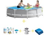 Piscina Intex Prism Frame - 305 X 76 Cm - Include Pacchetto Di Manutenzione Ways, Pompa Di Filtraggio E Telo Di Fondo