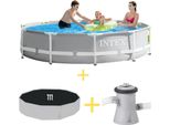 Piscina Intex Prism Frame - 305 X 76 Cm - Inclusa Vela Solare E Pompa A Filtro