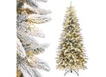 Yorbay 180/210Cm Albero Di Natale Artificiale Slim Con Illuminazione Led Albero Di Natale Per La Decorazione Di Natale, Neve Floccato, Stretto, Bianco (180Cm)