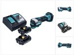 Utensile Multifunzione A Batteria Makita Dtm 52 Ra 18 V Starlock Max Brushless + 2X Batteria Ricaricabile 2,0 Ah + Caricabatterie
