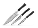 Set Di 3 Coltelli Samura-Damasco, Acciaio Damasco, 9/12,5/20 Cm, Scatola Regalo, Argento/Nero