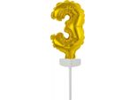 Palloncino Amscan In Foil Numero '3' 18,5 X 9 Cm Oro