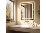 Wisfor Specchio Da Bagno A Led 50X70Cm, Specchio Da Bagno Con Illuminazione Specchio Da Parete Dimmerabile Senza Nebbia, Con Interruttore A Sfioramento