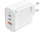Pedea 65W Caricatore Rapido USB-C (Pd) - Caricatore Multiplo Gan A 3 Porte Per Telefoni Cellulari Con USB-C E USB-A, Bianco