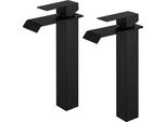 2X Rubinetto Per Bagno Rubinetto Per Lavabo Nero Rubinetto Miscelatore A Cascata Rubinetto Per Lavabo Miscelatore Monocomando Rubinetto Nero Per
