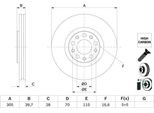 2X Disco Freno Bosch 0 986 479 G89 Per Fiat 500X (334_) 39 7Mm 305Mm