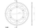 Supersprox Alu-Kettenrad 520 - 52Z (Rot) RAL-1512:52-RED|ID 136,0 Lk 156,0 6-Loch