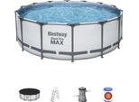 Bestway Steel Pro Max Piscina Gonfiabile Rotonda 427X122 Cm Con Filtro A Cartuccia Da 3.028 L/H, Copertura E Scaletta Blu