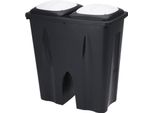 Excellent Houseware Pattumiera A 2 Scomparti, Plastica, 50X30X55 Cm, 2X25 L, Nero/Bianco