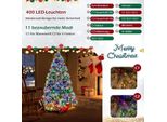 Costway 210Cm Albero Di Natale Artificiale Led, Albero Di Natale Illuminato Con Pigne E Bacche Rosse E Supporto In Metallo, 11 Modalità Di Illuminazione, Albero Di Natale Artificiale In Pvc, Verde