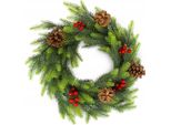 Ghirlanda Natalizia Kadax "Loira"" Con Pigne E Sorbo, Ghirlanda Verde Per Porte Di Natale, 45 Cm,"