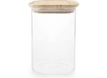 Contenitore Per Alimenti Ibili-Borosilicato, Vetro Borosilicato/Bambù, 11 X 11 X 15 Cm, 1,1 L, Trasparente/Marrone