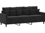 Vidaxl Divano A 3 Posti Nero 180 Cm In Velluto