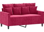 Vidaxl Divano A 2 Posti In Velluto Rosso Vino 120 Cm