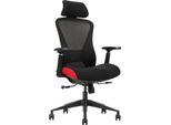 Sedie Da Ufficio Ergonomiche Sedie Da Lavoro Rotanti Con Schienale Alto In Rete, Poggiatesta Regolabile Con Braccioli Ribaltabili, Sedia Da Scrivania Per Computer Da Ufficio, Nero/Rosso