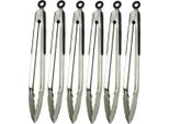 Set Di 6 Pinze Da Barbecue In Acciaio Inox Lunghezza-34 Cm Pinze Da Cucina Universali Con Occhiello Per Appendere - Pinze Multiuso Xxl Bbq - Pinze Per Carne Resistenti Al Calore Pinze Per Salsicce Pinze Da Portata Antiscivolo Pinze Da Gourmet