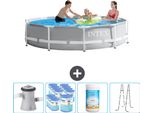 Piscina Intex Round Prism Frame - 305 X 76 Cm - Grigio - Pompa Inclusa - Filtro - Cloro - Scaletta