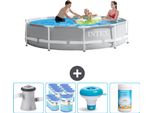 Piscina Intex Round Prism Frame - 305 X 76 Cm - Grigio - Inclusa Pompa Filtro - Galleggiante Cloro - Cloro