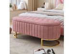 Flieks Panca Con Spazio Di Archiviazione, Sgabello Da Letto Imbottito Con Gambe In Metallo, Sgabello Poggiapiedi Sgabello Scatola Di Immagazzinaggio Con Coperchio, Velluto, Rosa