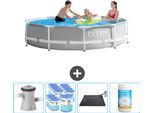Piscina Intex Round Prism Frame - 305 X 76 Cm - Grau - Inklusive Pumpe Filter - Solarmatte - Chlor