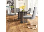 Set Di 4 Sedie A Sbalzo Flieks, Sedie Per Sala Da Pranzo Con Gambe In Metallo Dorato, Sedie Imbottite Con Rivestimento In Velluto, Sedie Da Cucina Sedie Da Soggiorno, Beige