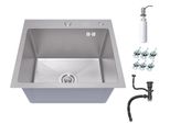 Anw Home Lavello Da Cucina 48X45 Cm Con Sifone, Scolapiatti E Dispenser Di Sapone 350Ml, Lavello Da Cucina In Acciaio Inox 304 Con 2 Fori Per Rubinetto