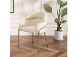 Flieks Sedia Da Sala Da Pranzo Imbottita, Sedia Da Cucina Con Gambe In Metallo, Sedia Da Soggiorno Poltrona Sedia Da Trucco, Rivestimento In Velluto, Beige
