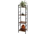Scaffale In Metallo Per Soggiorno Con 4 Ripiani In Mdf, 29,5 X 23,5 X 106,5 Cm