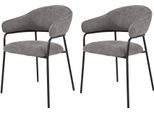 Rebecca Mobili Sedie Jatoba 82,5X57X56,5 Tessuto Poliestere Acciaio Grigio Nero Moderno Set 2 Pezzi