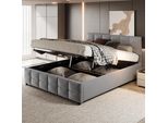 Letto Imbottito Idraulico Flieks 180X200Cm Con Rete A Doghe, Letto Contenitore Con Testiera Regolabile In Altezza, Letto Matrimoniale Letto Per Ragazzi, Velluto