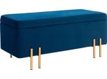 Homcom Panca, Panca Imbottita Con Vano Portaoggetti, Panca A Cassapanca, Tessuto, Metallo, Legno Di Gomma, Schiuma, Blu Scuro, 100 X 40 X 42 Cm