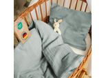 Biancheria Da Letto Per Bambini Laleni 80X80 Cm E 35X40 Cm In Cotone, Mussola In Blu