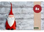 Set Di 8 Tovagliette Lavabili Di Natale Father Christmas Effetto Legno
