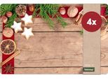 Set Di 4 Tovagliette Lavabili In Legno E Spezie Natalizie