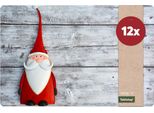 Set Di 12 Tovagliette Lavabili Di Natale Father Christmas Effetto Legno